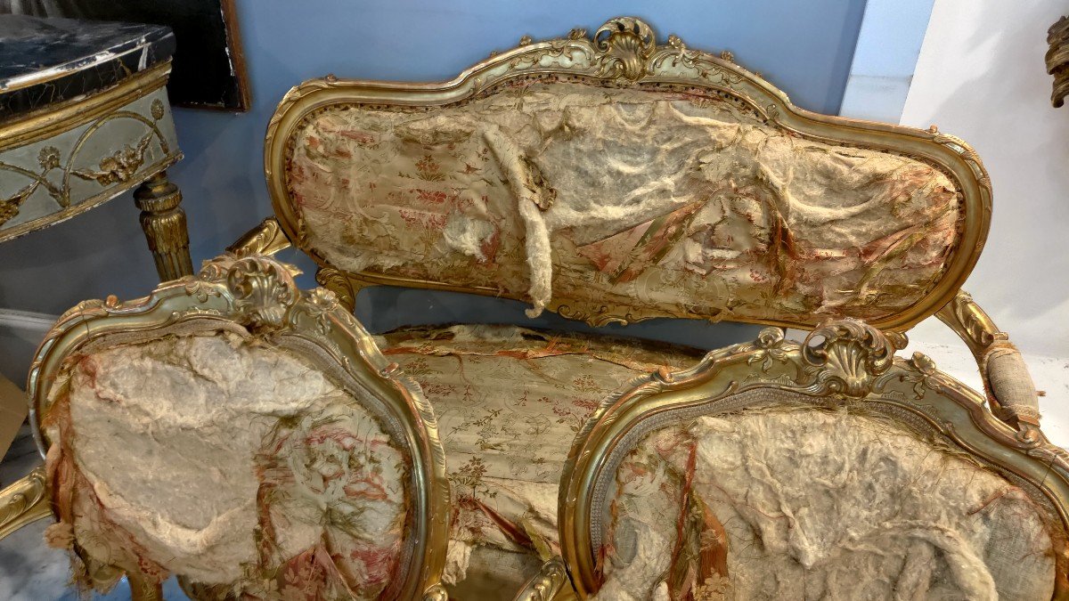 Salon Napoléon III Avec Canapé Et 2 Fauteuils (tissu à retapisser)-photo-2