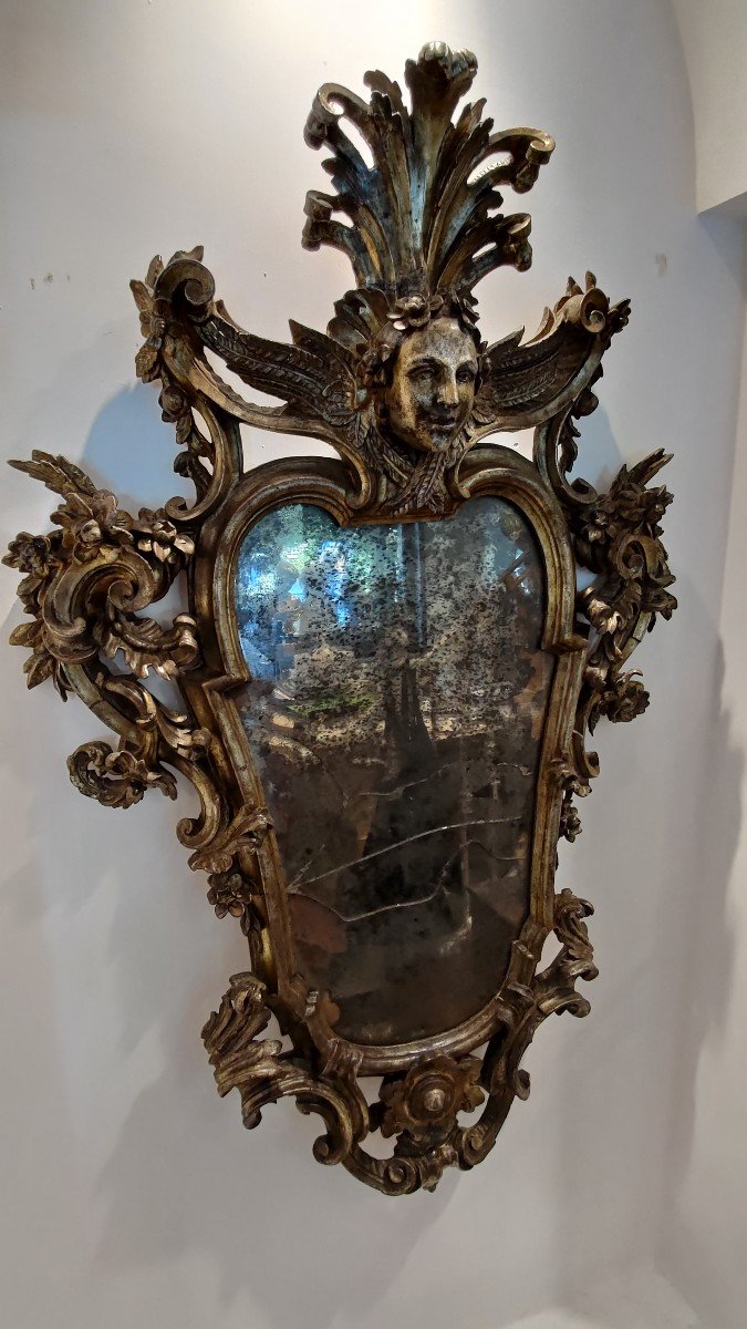 Importante Paire De Miroirs En Bois Sculpté, Argent Et Mecque, Louis XIV, XVIIIème-photo-8