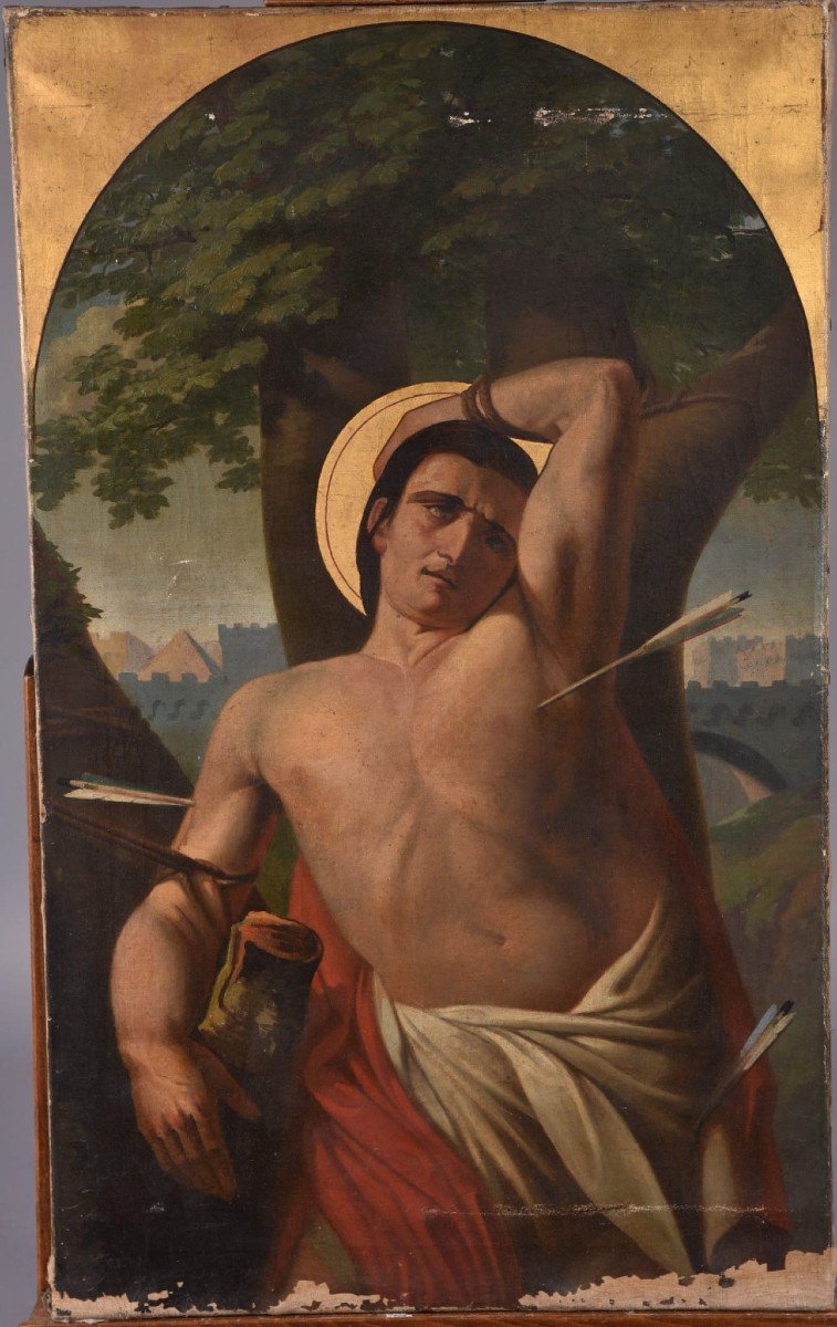 “saint Sebastian”.  Oil On Canvas Signed Lower Left And Dated 1884. (dim.: 76.5 X 46 Cm)