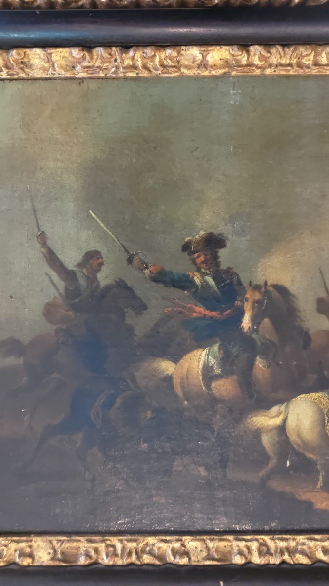 Painting Representing A Battle, 18th Century. -photo-3