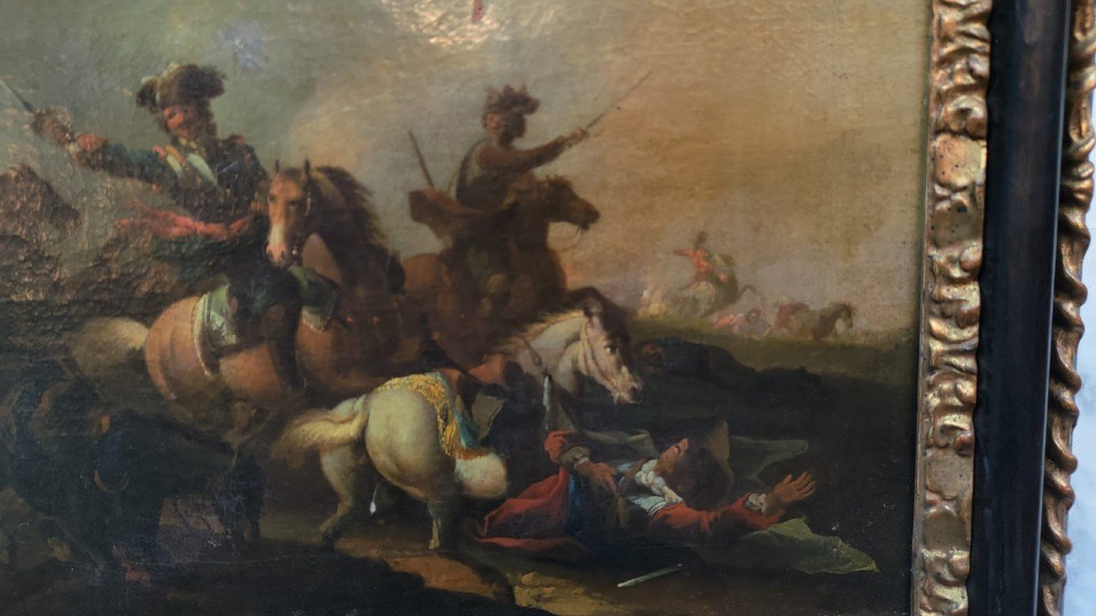 Painting Representing A Battle, 18th Century. -photo-5