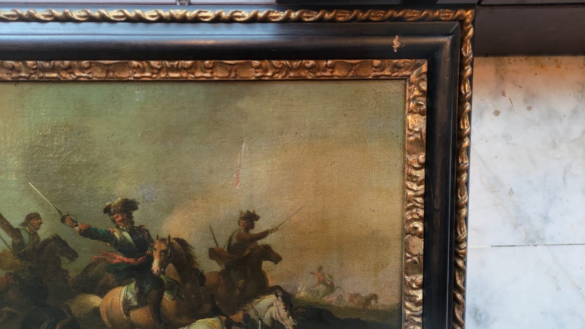 Painting Representing A Battle, 18th Century. -photo-7
