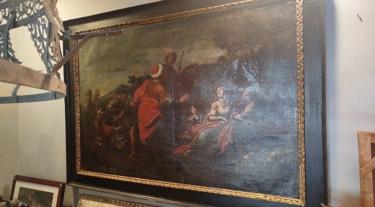 école Romaine Vers 1650, Laban Cherchant Ses Idoles Dans Les Bagages De Jacob Huile Sur Toile 
