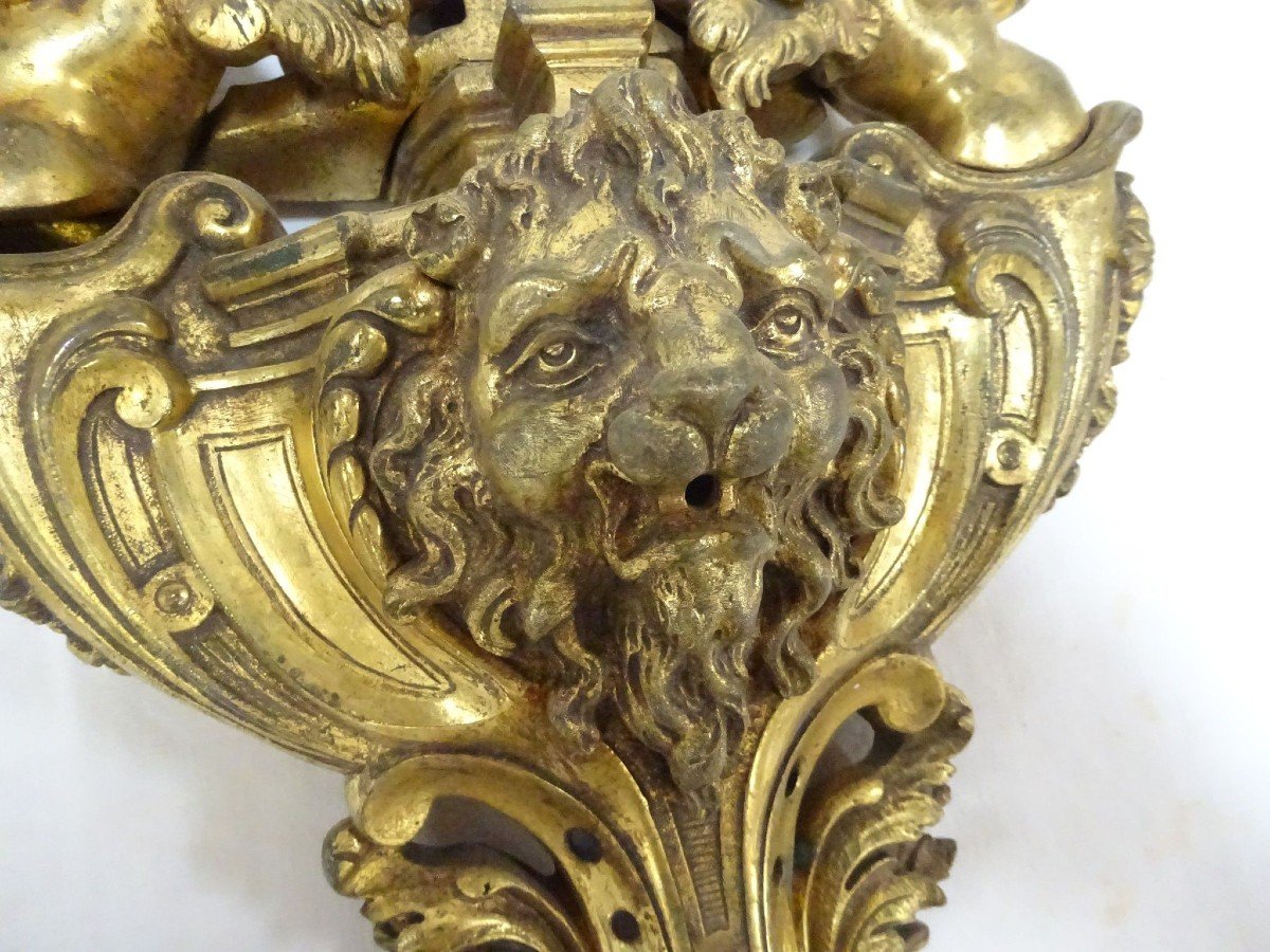 Importante Applique In Bronzo Dorato, XIX Sec-photo-1