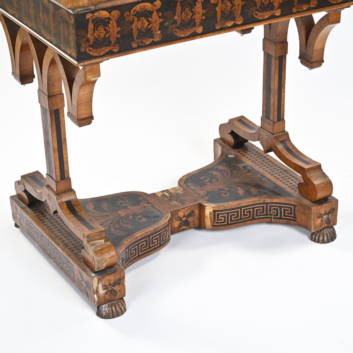 Very Finely Inlaid Work Table With An Antique Scene, 1820 Ca, Italy-photo-4