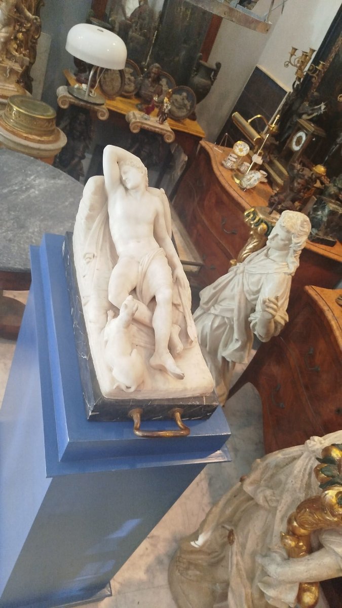 Antonio Canova (1757-1822), After "the Sleep Of Endymion" Large Sculpture In White Marble-photo-4