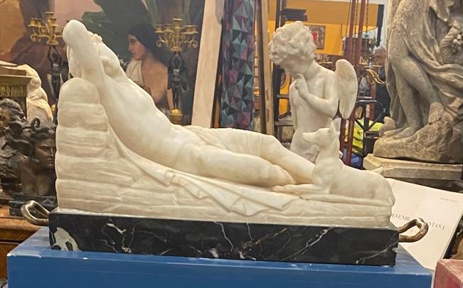 Antonio Canova (1757-1822), After "the Sleep Of Endymion" Large Sculpture In White Marble