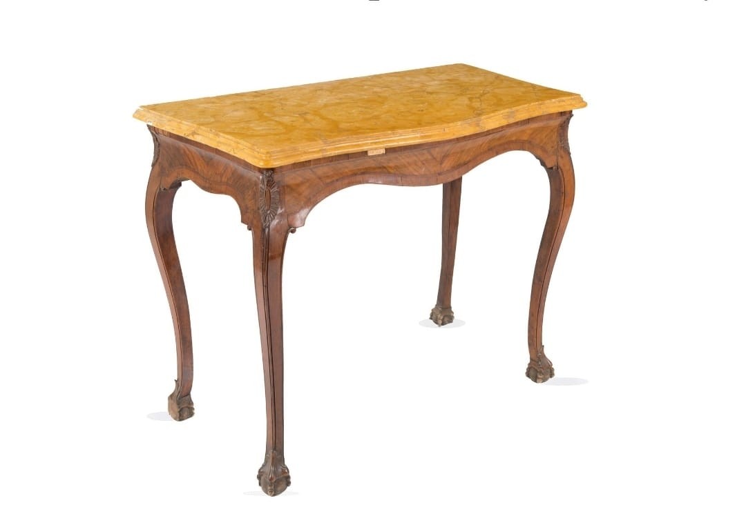 Wood Console With Top In Yellow Siena Marble, XVIII Century-photo-3