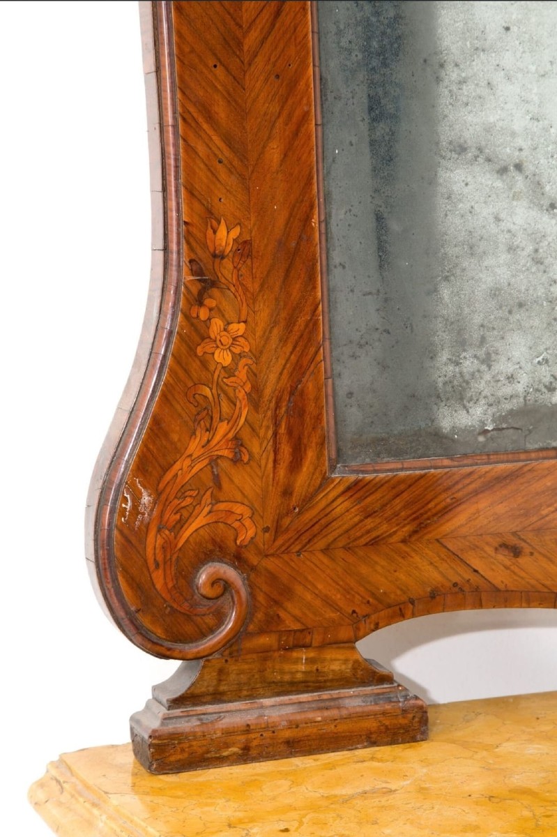 Wood Console With Top In Yellow Siena Marble, XVIII Century-photo-4