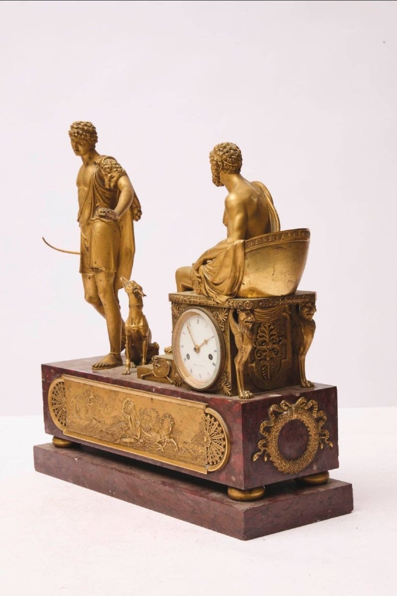 Clock Depicting The Confrontation Between The King Of Athens And Hippolytus, Marble And Bronze-photo-1