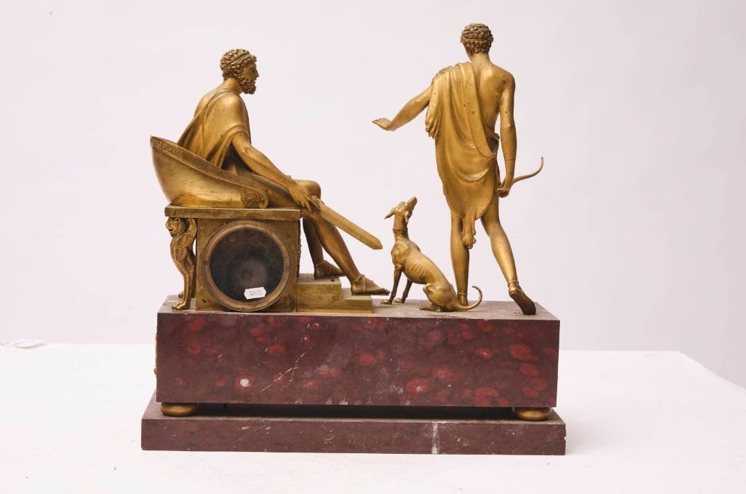Clock Depicting The Confrontation Between The King Of Athens And Hippolytus, Marble And Bronze-photo-2