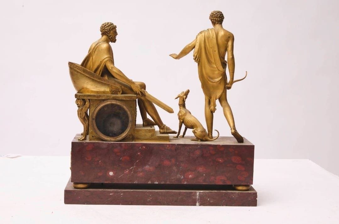 Clock Depicting The Confrontation Between The King Of Athens And Hippolytus, Marble And Bronze-photo-3