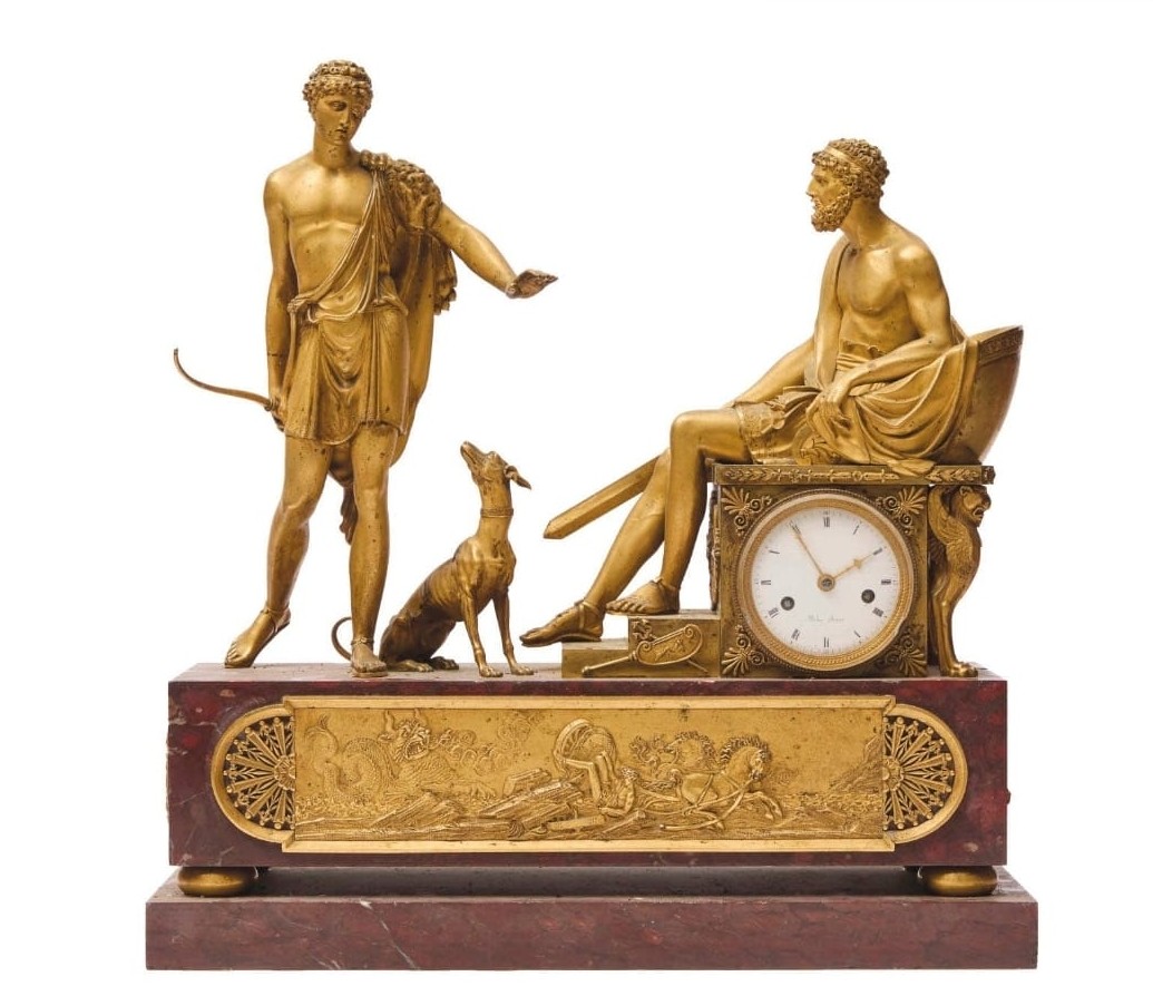 Clock Depicting The Confrontation Between The King Of Athens And Hippolytus, Marble And Bronze