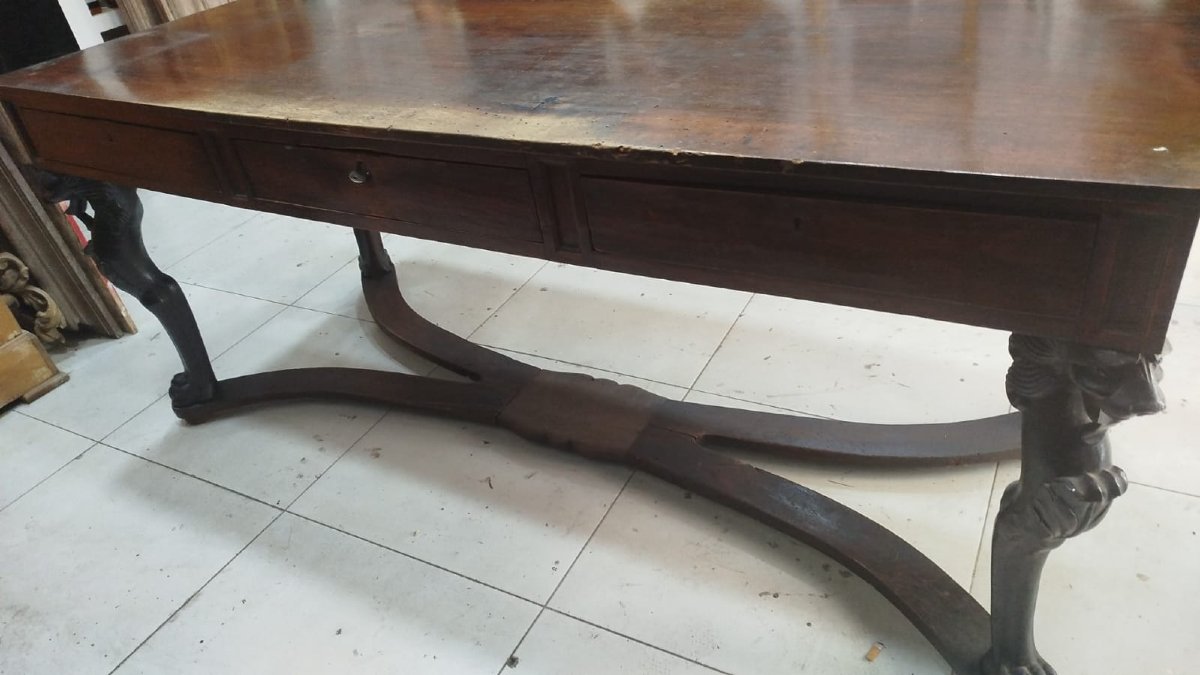 Bureau en noyer massif du XIXe siècle-photo-3