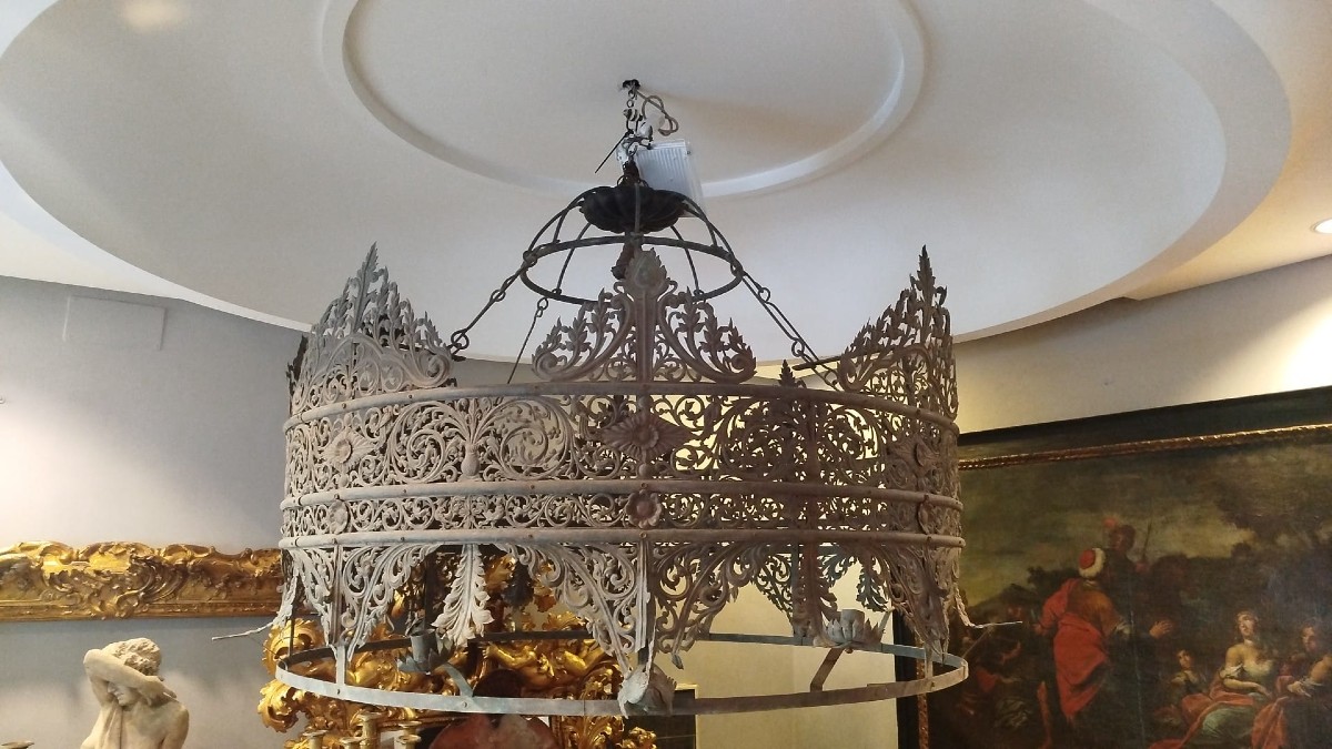 Antique Wrought Iron Chandelier