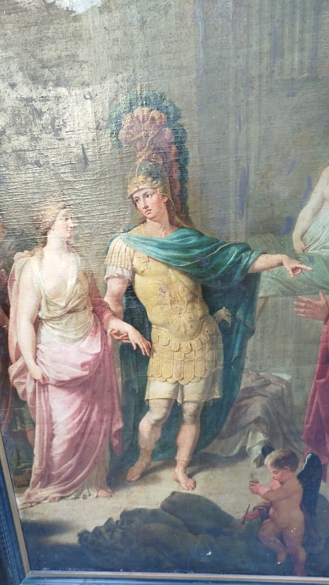 Peintre lombard du XVIIIe siècle – Alexandre le Grand et Apelle – huile sur toile-photo-2