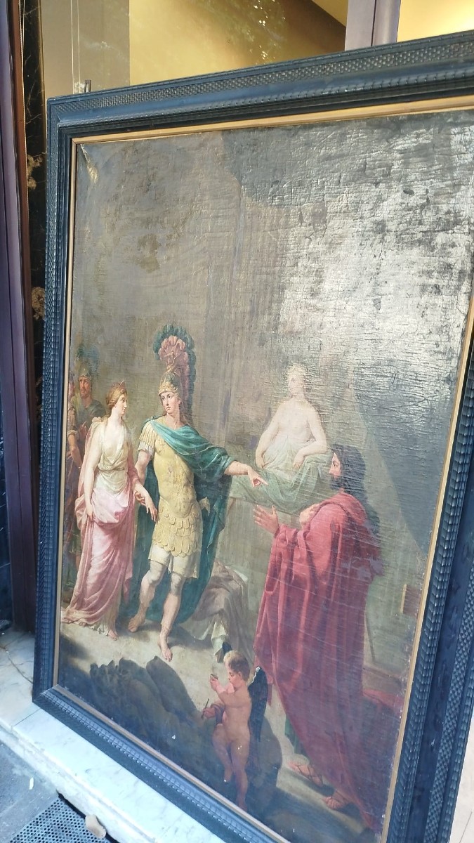 Peintre lombard du XVIIIe siècle – Alexandre le Grand et Apelle – huile sur toile-photo-3