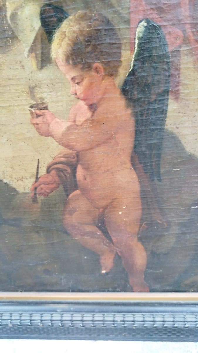 Peintre lombard du XVIIIe siècle – Alexandre le Grand et Apelle – huile sur toile-photo-4