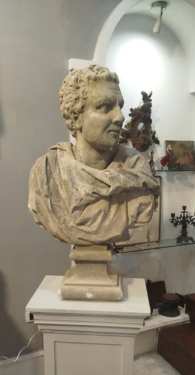 Stone Bust, 18th Century – Height 91 Cm-photo-3