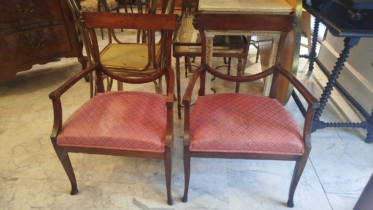 Paire de fauteuils napolitains de style Louis XVIII-photo-3