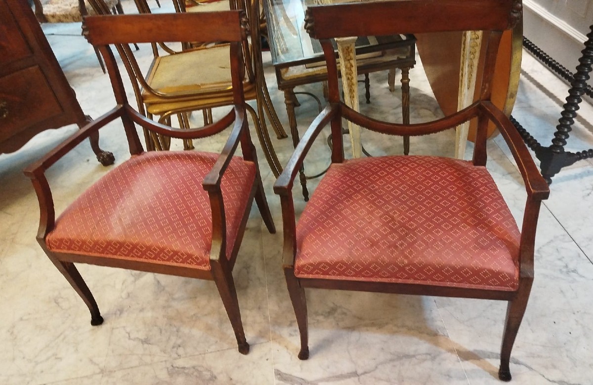 Paire de fauteuils napolitains de style Louis XVIII