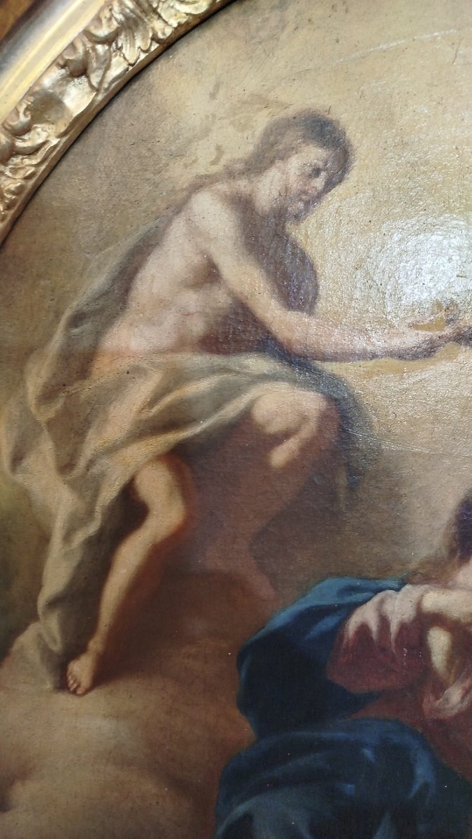 Oil On Canvas Depicting The Coronation Of The Virgin – Naples, 17th Century-photo-3