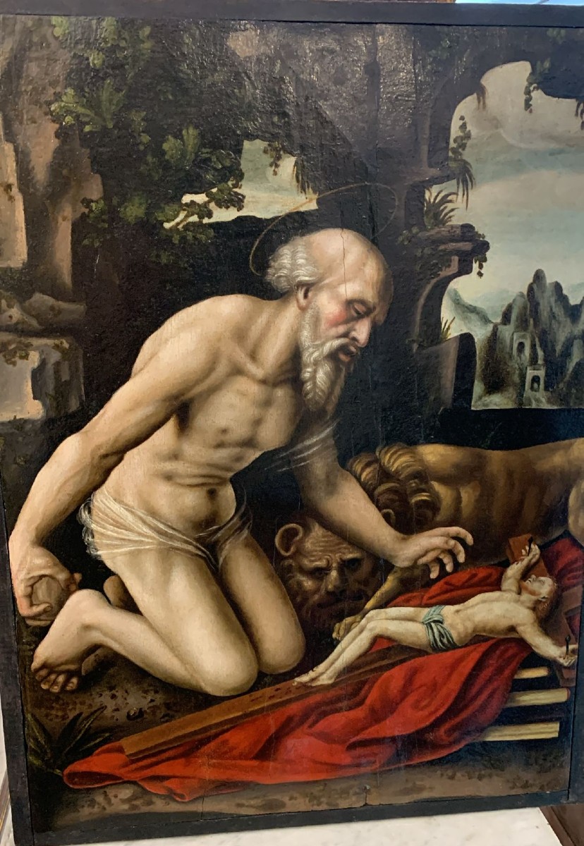 Saint Jérôme adorant le Crucifix – huile sur toile, d’après Cesare da Sesto