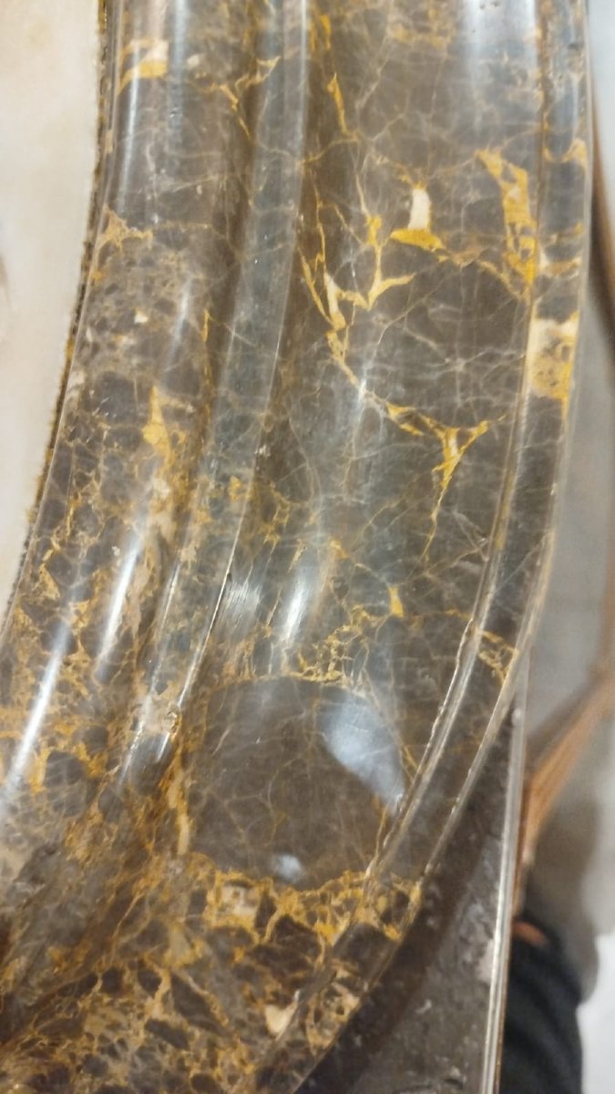 Bas-relief Depicting A Satyr Seducing Venus, Framed In Greek Grey Marble-photo-3