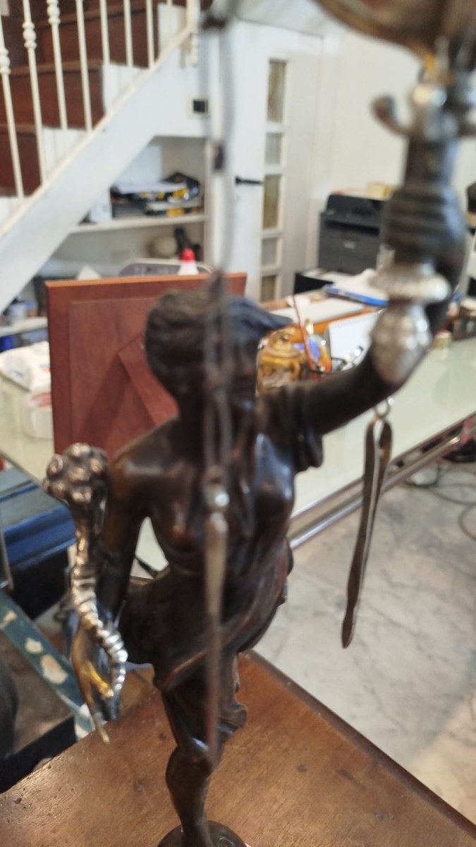 Pair Of Oil Lamps In Silver And Bronze – Rome, Late 18th Century-photo-2