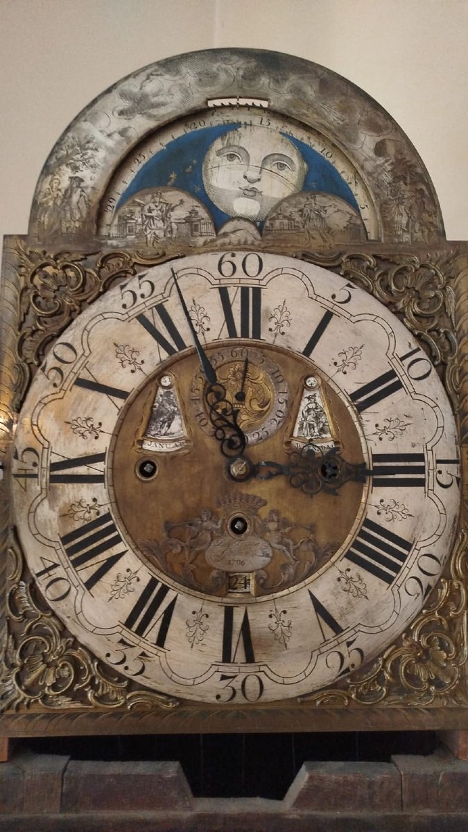 Horloge du XVIIIe siècle avec carillon et phases de lune-photo-4