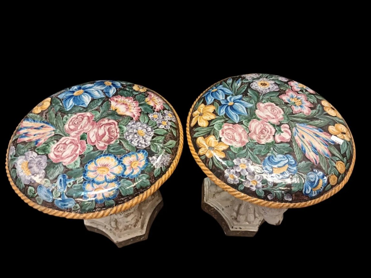 Paire de colonnettes, Naples, Manufacture Giustiniani, XIXe siècle-photo-2