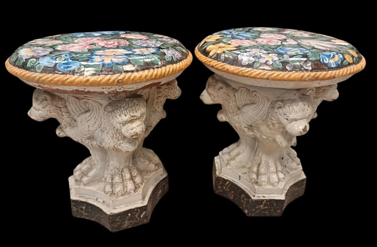 Paire de colonnettes, Naples, Manufacture Giustiniani, XIXe siècle