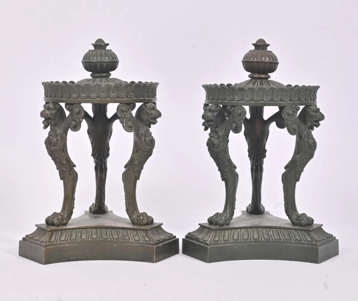 Pair Of Bronze Incense Burners, 19th Century