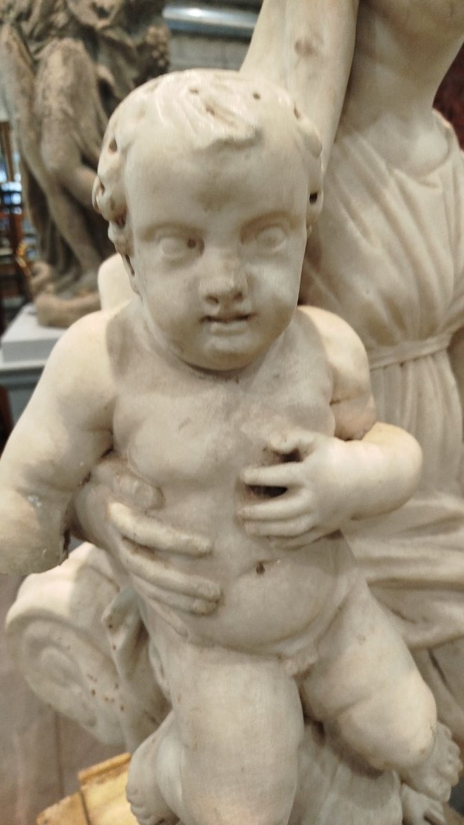 Madonna And Child – Marble Sculpture, 17th Century-photo-2
