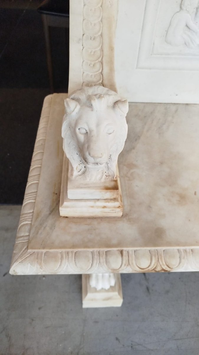 Banc en Marbre Statuaire – Toscane, XIXe Siècle-photo-2