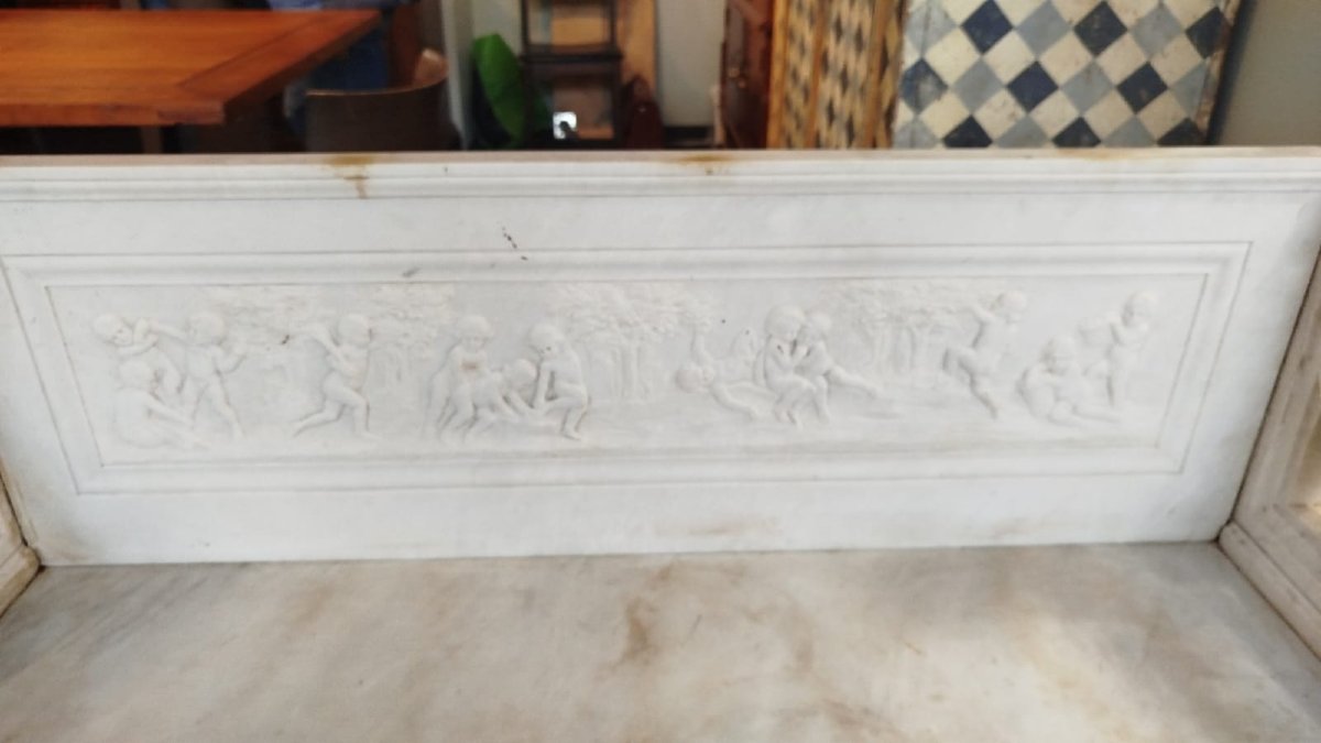 Banc en Marbre Statuaire – Toscane, XIXe Siècle-photo-3