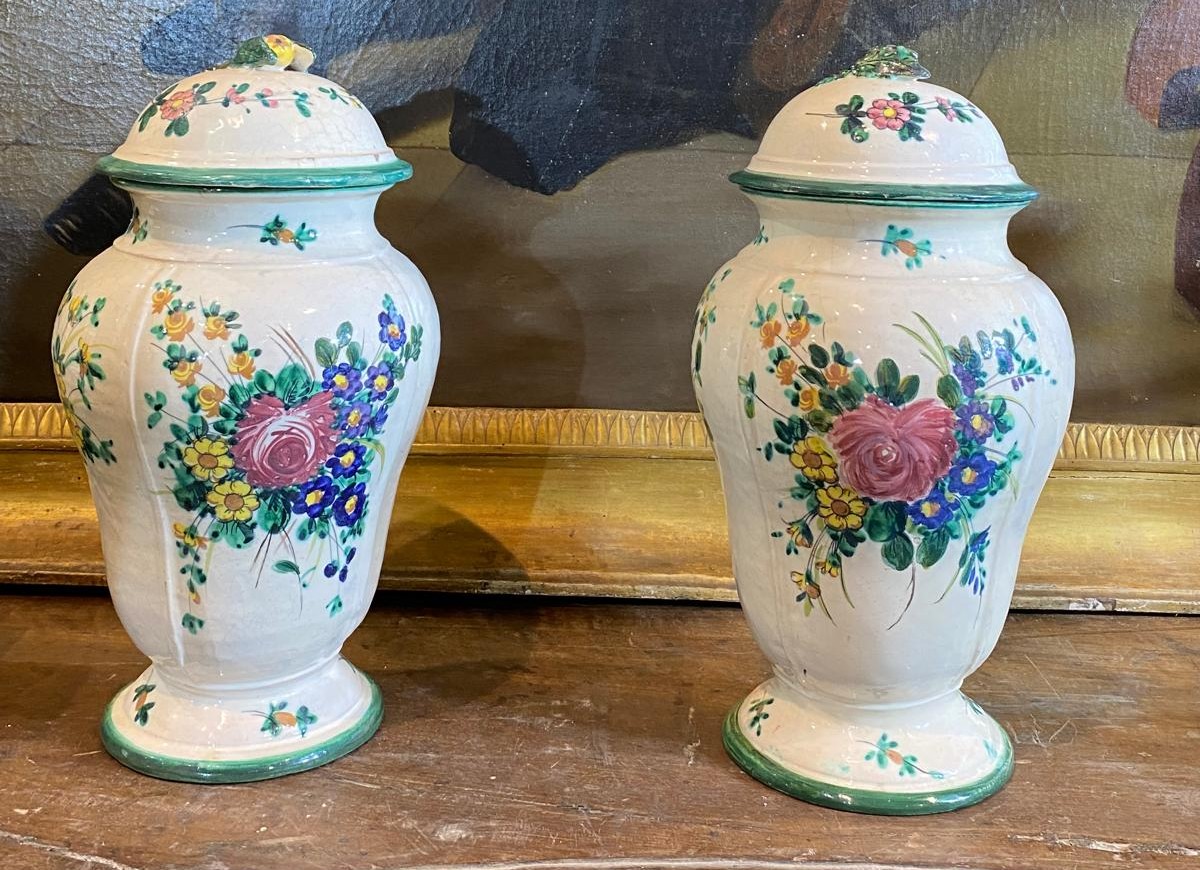 Pair Of Ceramics – 18th Century, Cerreto, Height 40 Cm