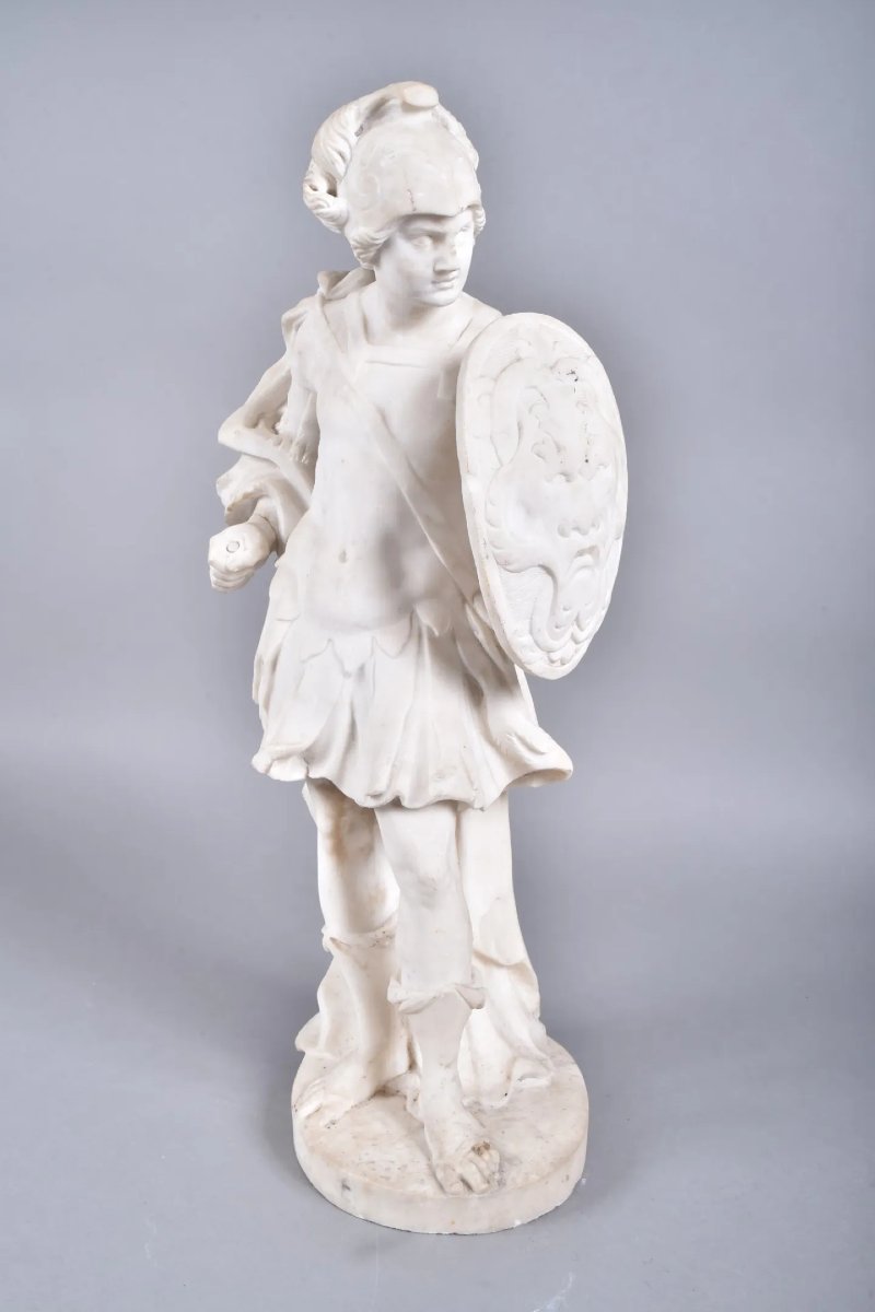 Sculpture en Marbre Blanc – École du XIXe siècle dans le goût du XVIIe siècle-photo-2