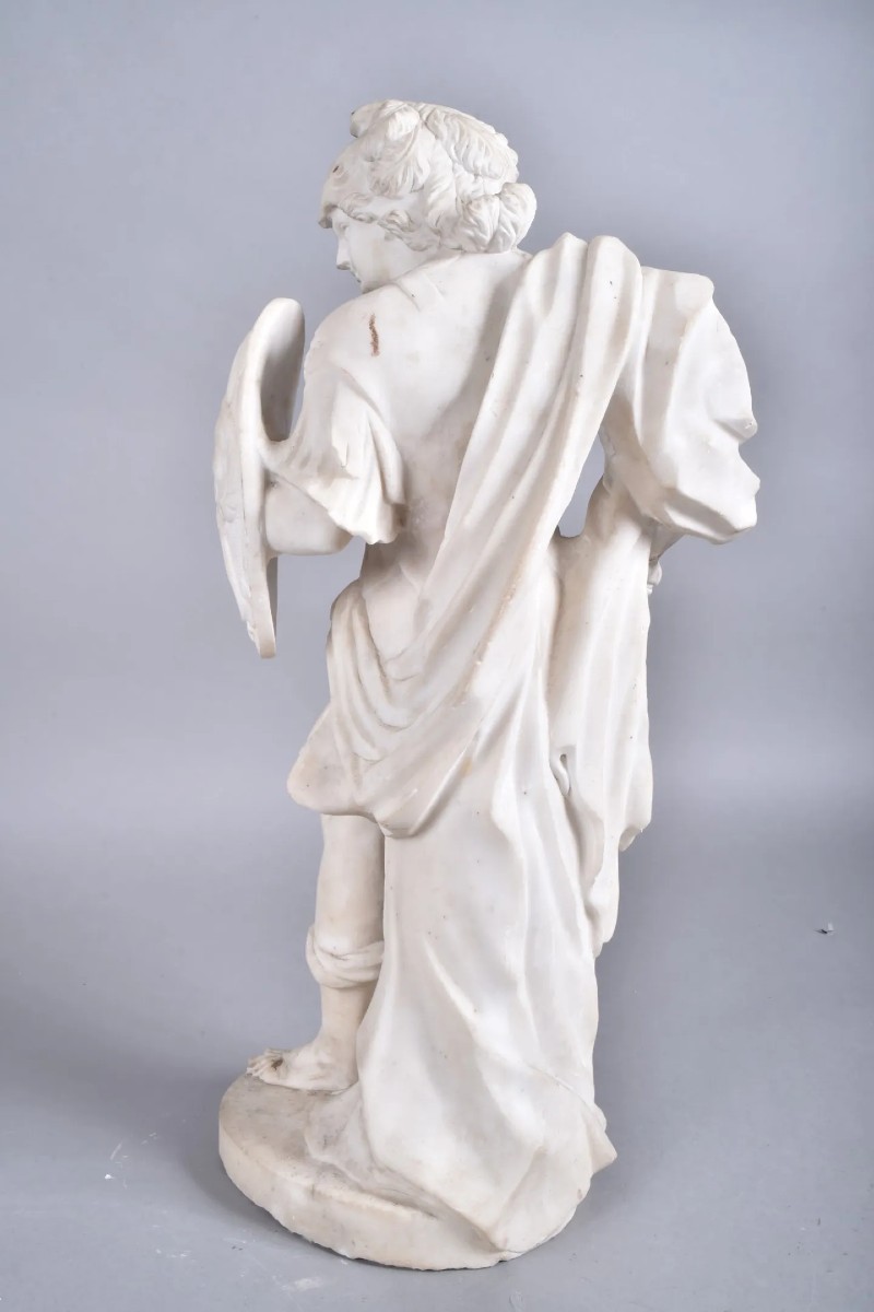 Sculpture en Marbre Blanc – École du XIXe siècle dans le goût du XVIIe siècle-photo-1