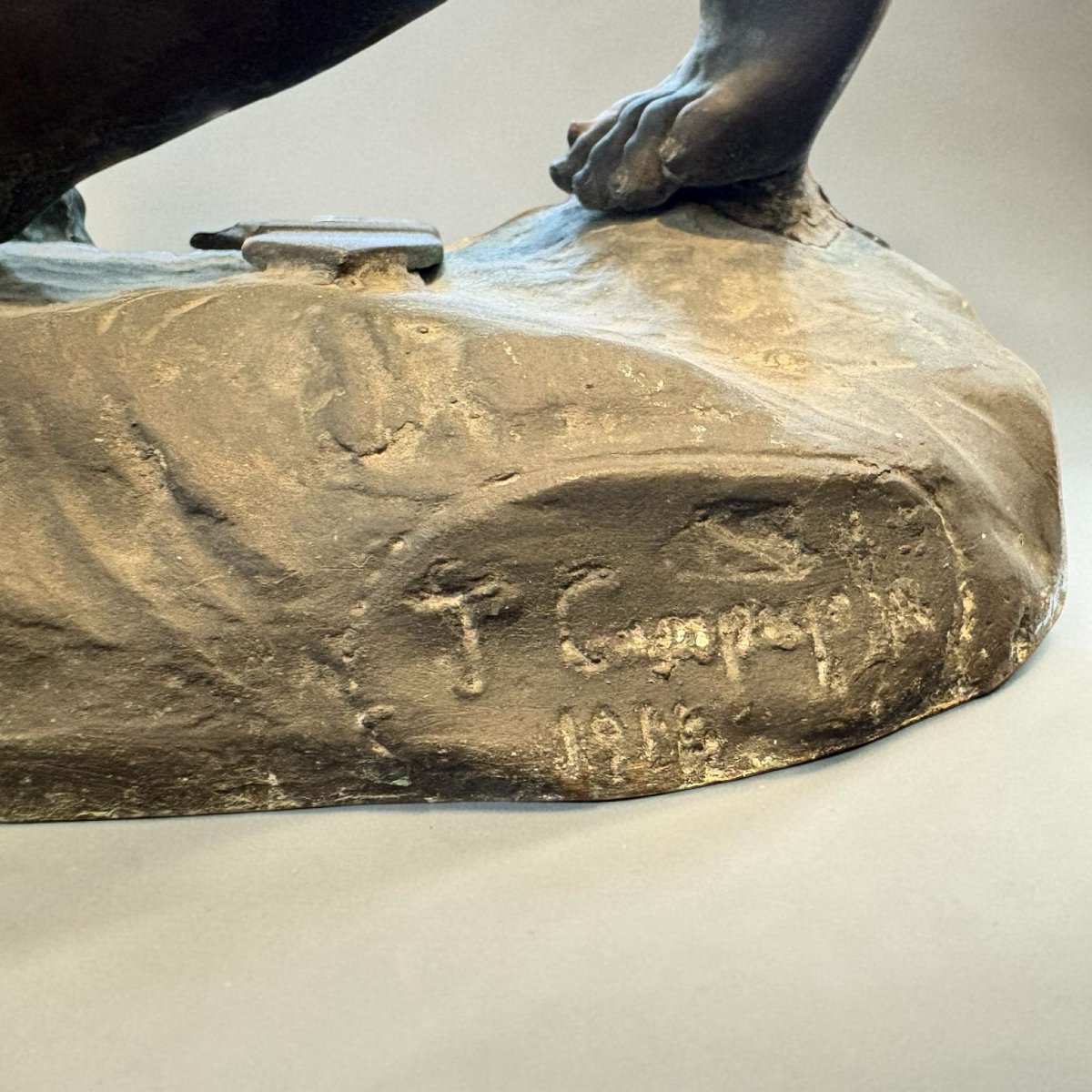 Bronze Sculpture Of A Warrior, Signed By Campajola Napoli-photo-2