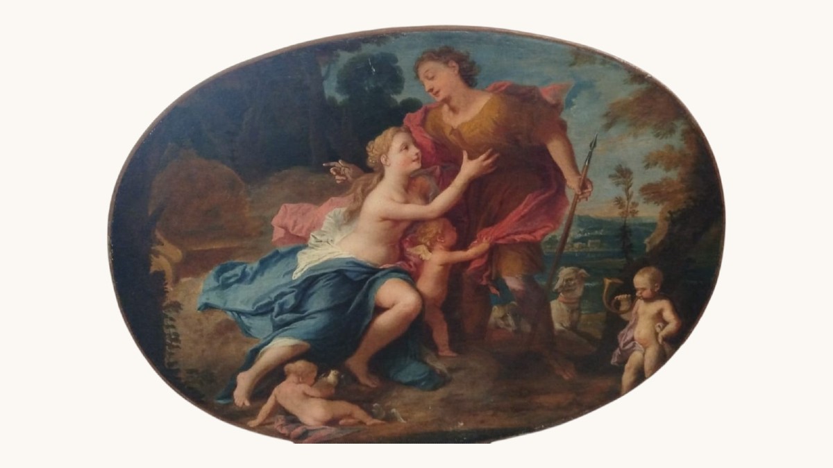 Pair Of Oval Oil Paintings On Canvas, Depicting Mythological Subjects — 18th Century-photo-3