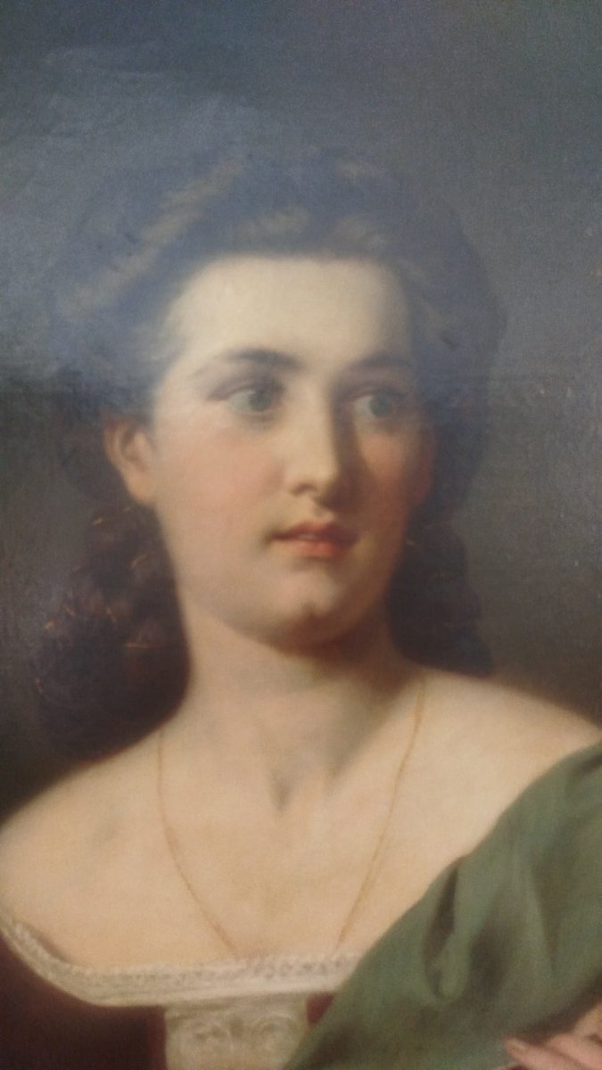 Portrait de jeune femme au mandoline — XIXe siècle-photo-2