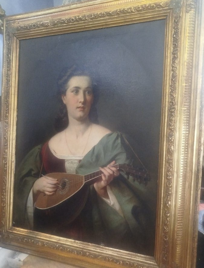 Portrait de jeune femme au mandoline — XIXe siècle-photo-3