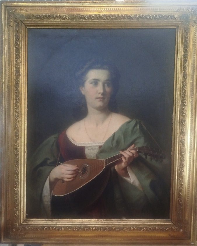 Portrait de jeune femme au mandoline — XIXe siècle