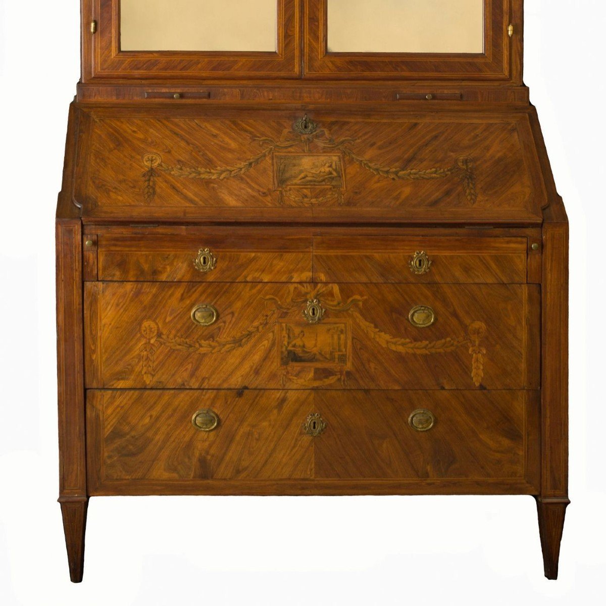 Important trumeau génois Louis XVI marqueté, XVIIIe siècle-photo-3