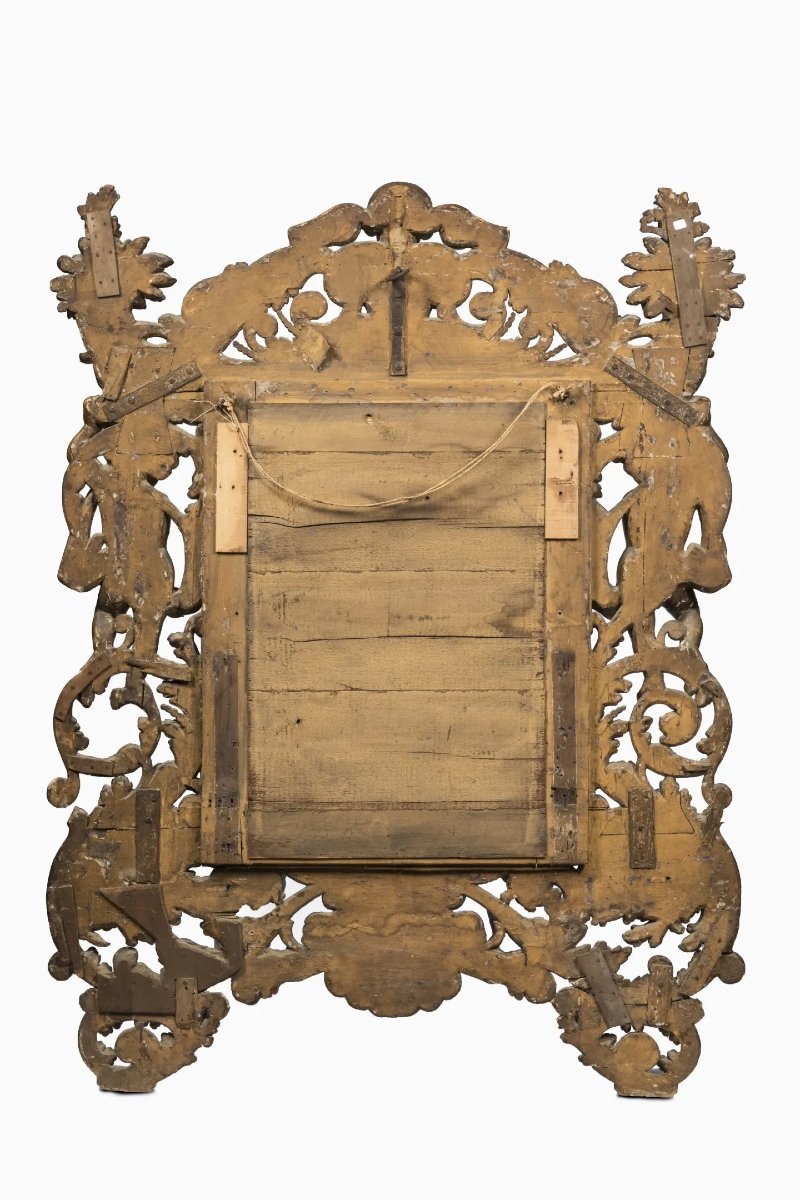 Large 18th-century Italian Mirror With Cherubs, Cornucopias, And Gilding-photo-3