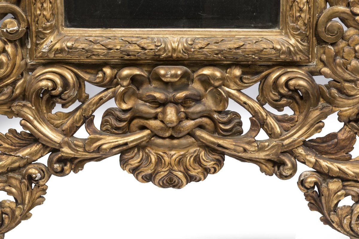 Large 18th-century Italian Mirror With Cherubs, Cornucopias, And Gilding-photo-1