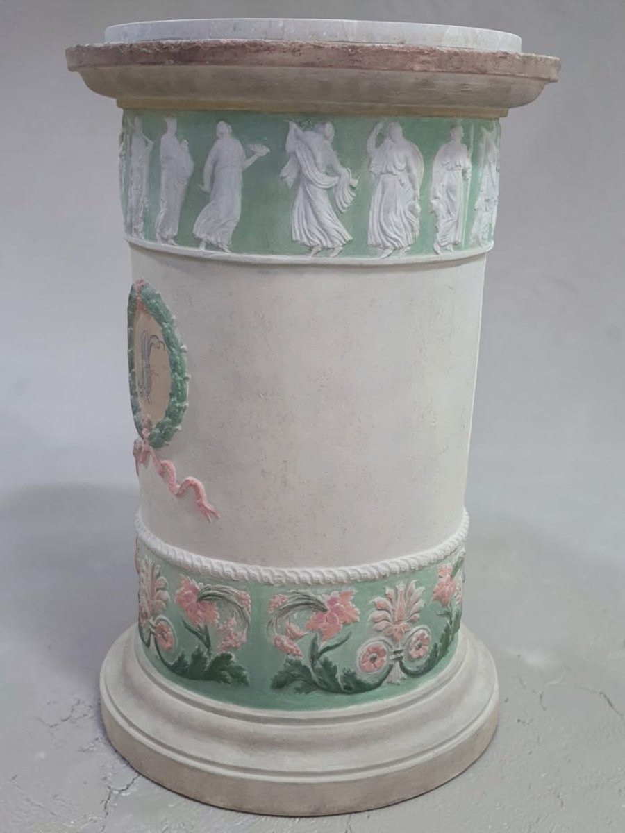 Pompeian Terracotta Column With A Marble Top-photo-2