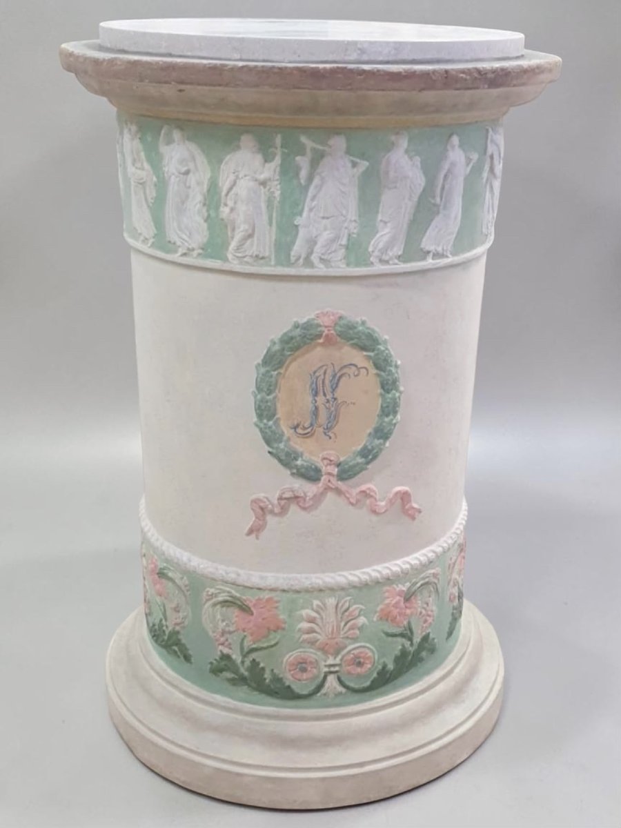 Pompeian Terracotta Column With A Marble Top