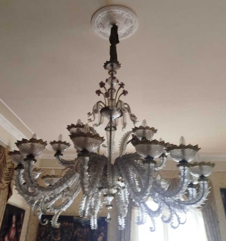 Grand lustre en verre de Murano à plusieurs lumières, XXe siècle